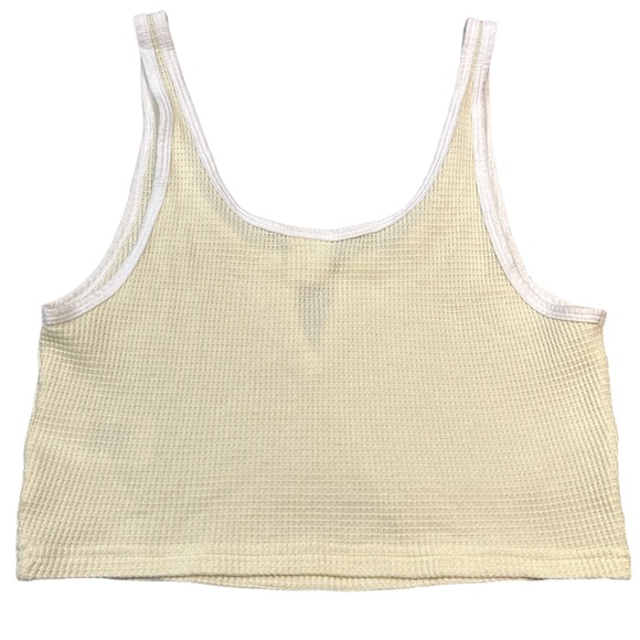 TNA women's cropped pale yellow/white waffle style tank top, size small. - Picture 2 of 2